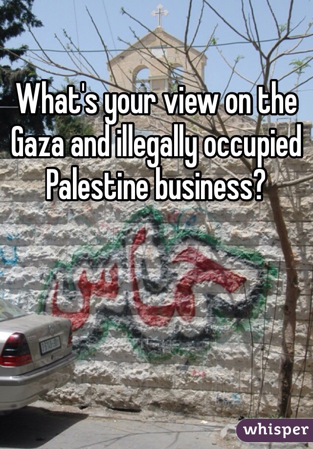 What's your view on the Gaza and illegally occupied Palestine business?
