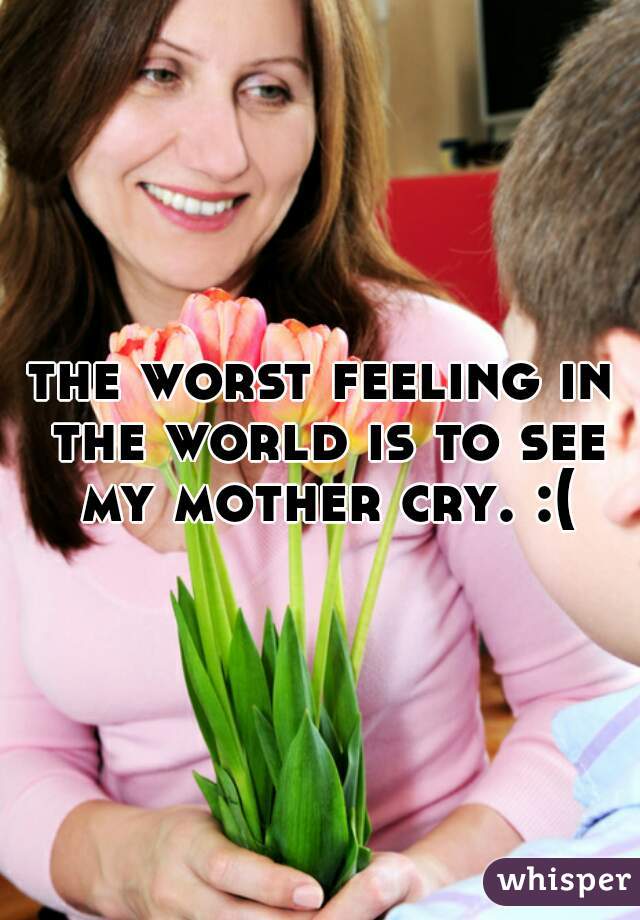 the worst feeling in the world is to see my mother cry. :(