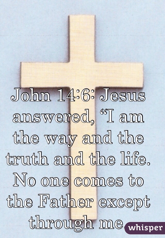 John 14:6: Jesus answered, “I am the way and the truth and the life. No one comes to the Father except through me.