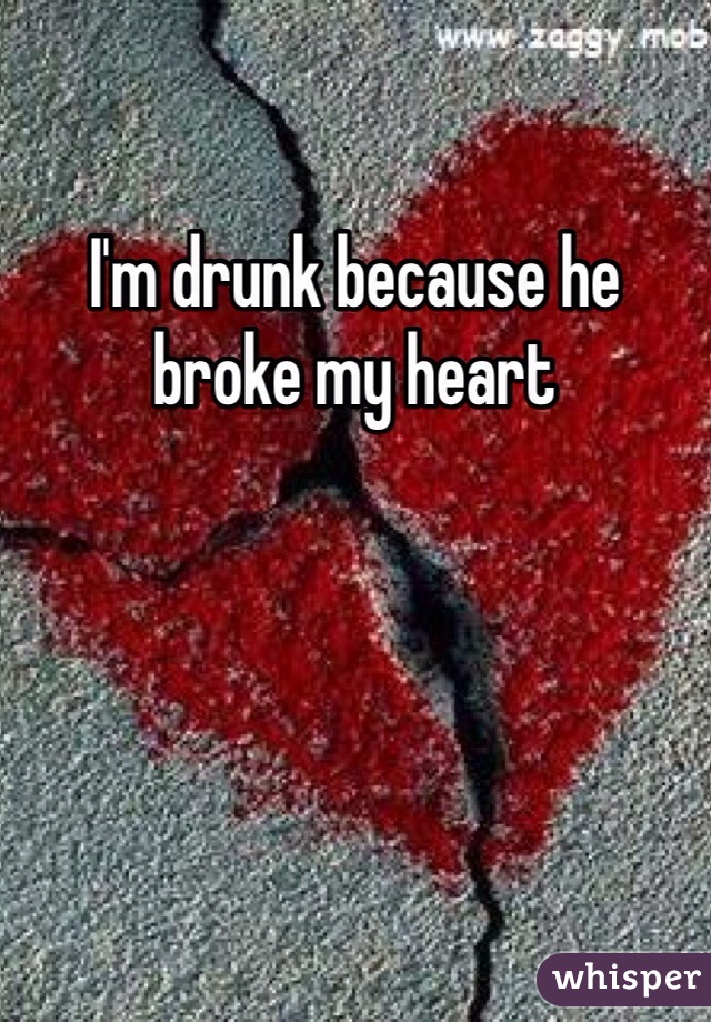 I'm drunk because he broke my heart