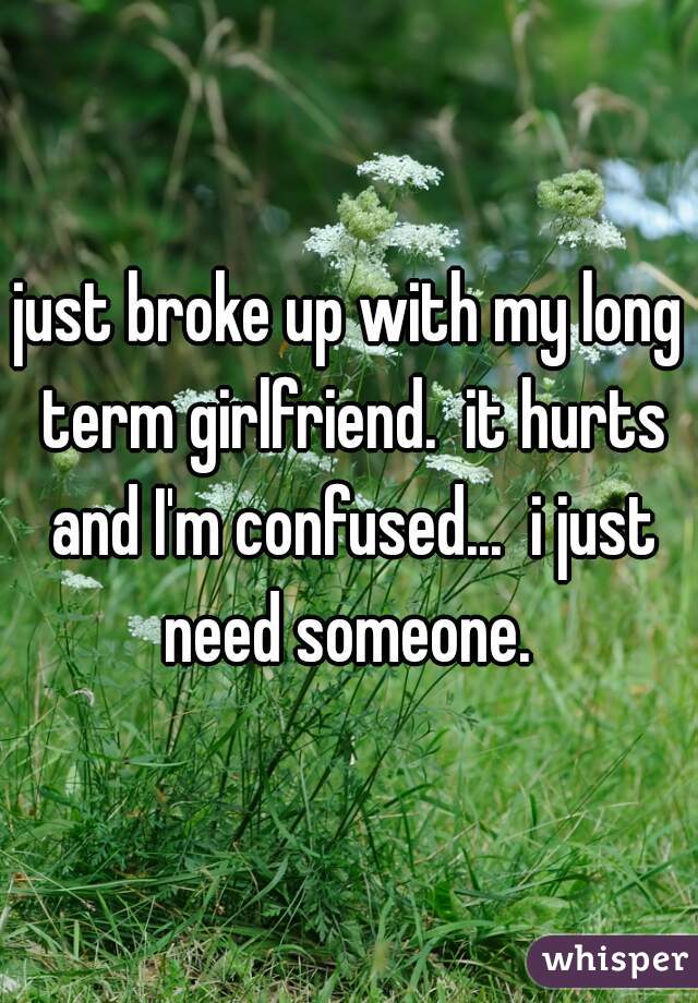 just broke up with my long term girlfriend.  it hurts and I'm confused...  i just need someone. 