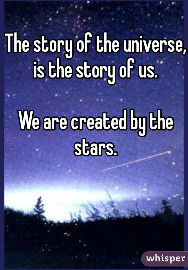 The story of the universe, is the story of us.

We are created by the stars. 