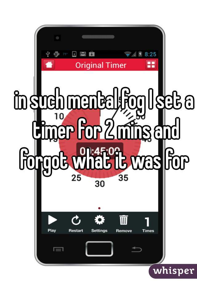 in such mental fog I set a timer for 2 mins and forgot what it was for 
