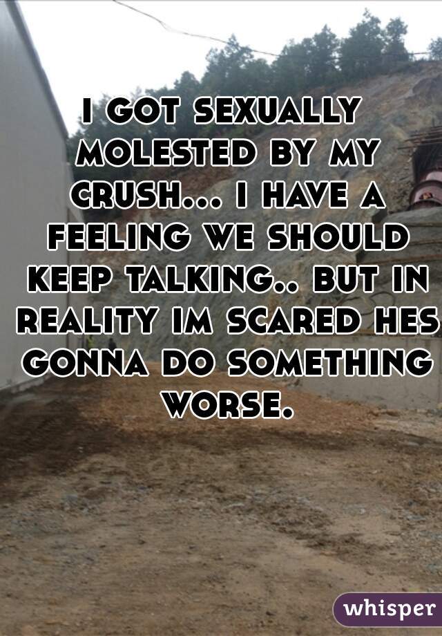 i got sexually molested by my crush... i have a feeling we should keep talking.. but in reality im scared hes gonna do something worse.