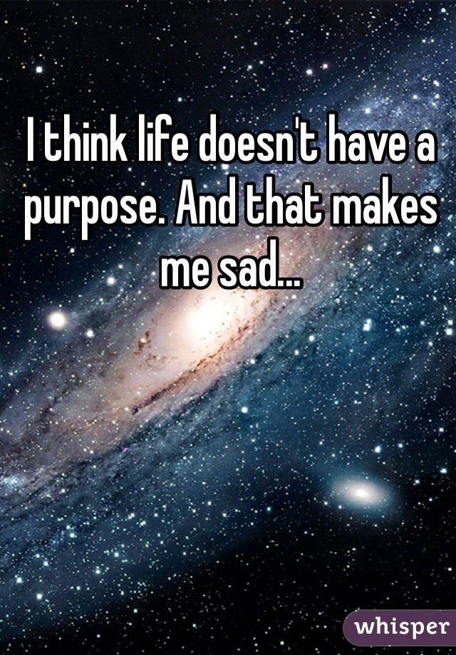 I think life doesn't have a purpose. And that makes me sad...
