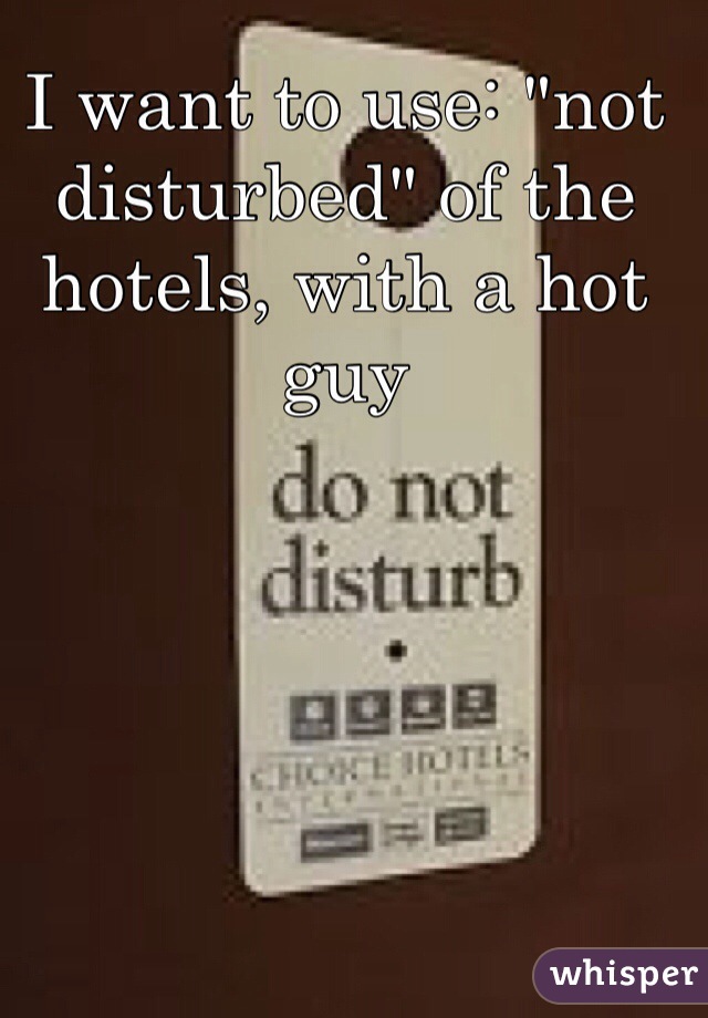 I want to use: "not disturbed" of the hotels, with a hot guy 