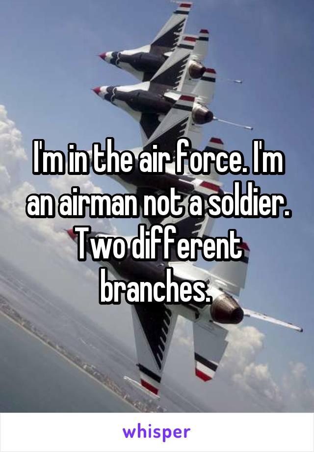 I'm in the air force. I'm an airman not a soldier. Two different branches. 