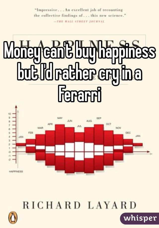 Money can't buy happiness but I'd rather cry in a Ferarri