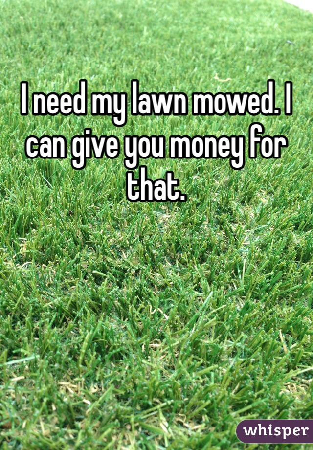 I need my lawn mowed. I can give you money for that.