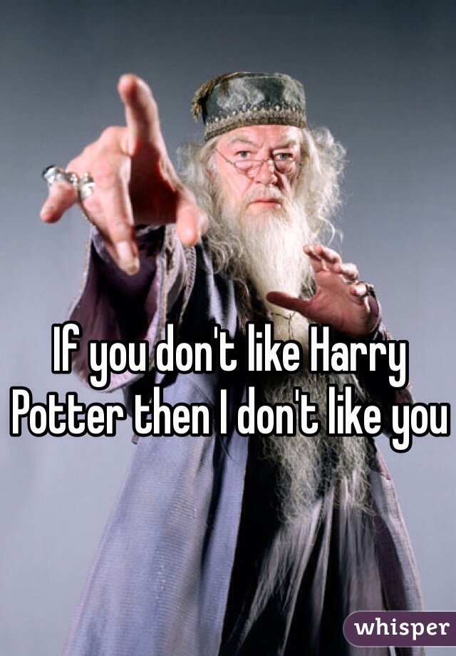 If you don't like Harry Potter then I don't like you