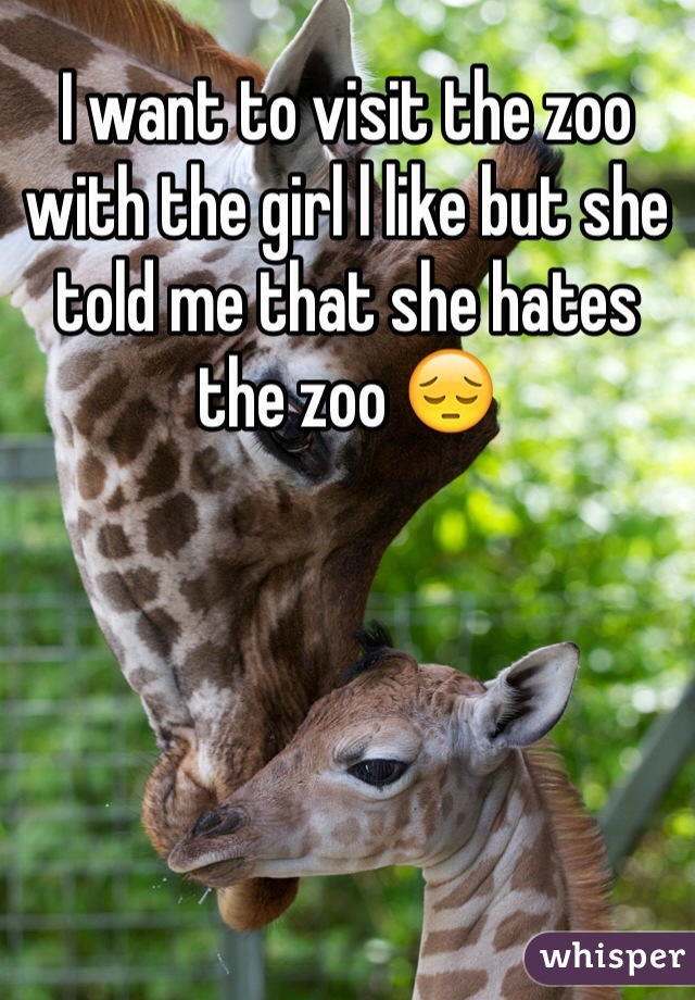 I want to visit the zoo with the girl l like but she told me that she hates the zoo 😔