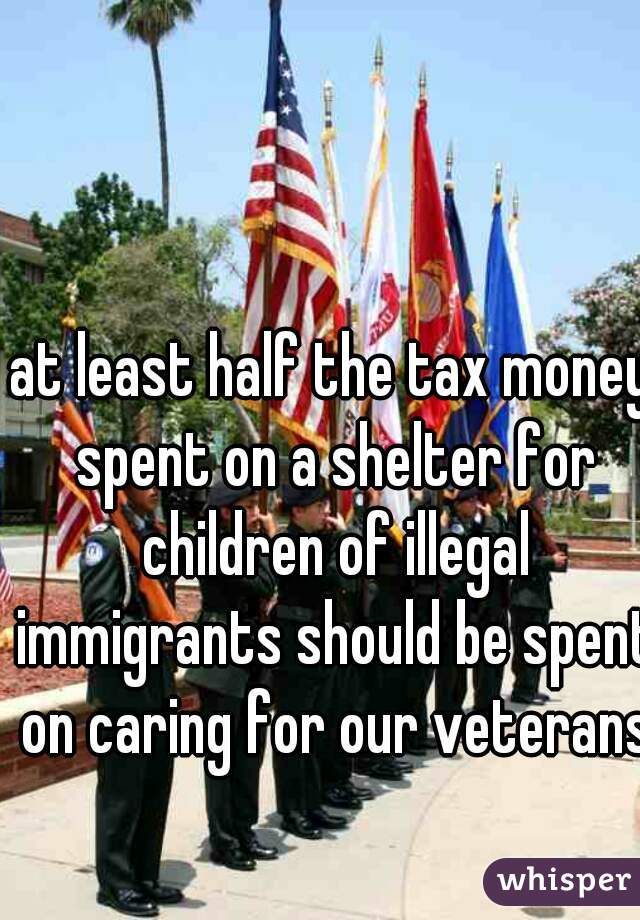 at least half the tax money spent on a shelter for children of illegal immigrants should be spent on caring for our veterans  