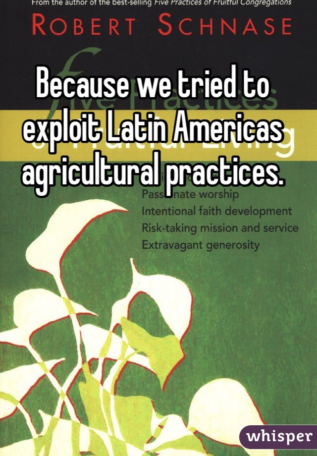 Because we tried to exploit Latin Americas agricultural practices. 