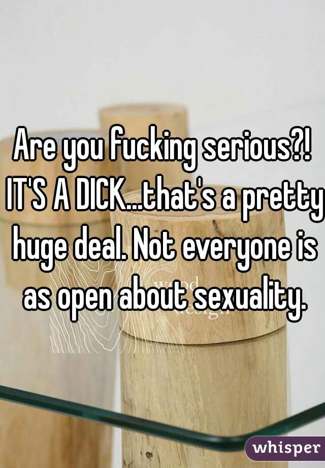 Are you fucking serious?! IT'S A DICK...that's a pretty huge deal. Not everyone is as open about sexuality.