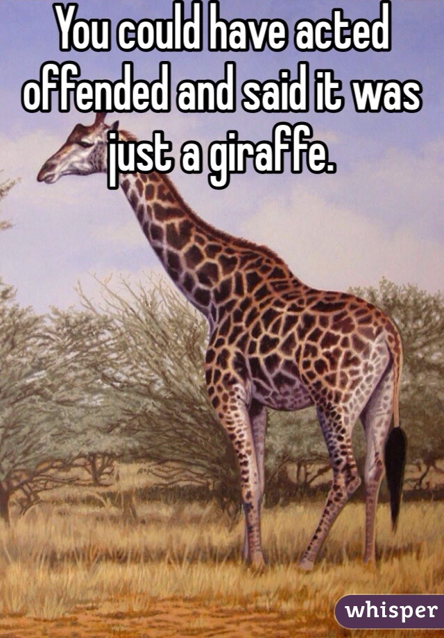 You could have acted offended and said it was just a giraffe.