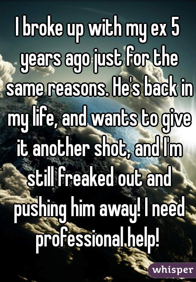 I broke up with my ex 5 years ago just for the same reasons. He's back in my life, and wants to give it another shot, and I'm still freaked out and pushing him away! I need professional help! 