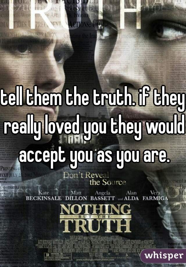 tell them the truth. if they really loved you they would accept you as you are.
