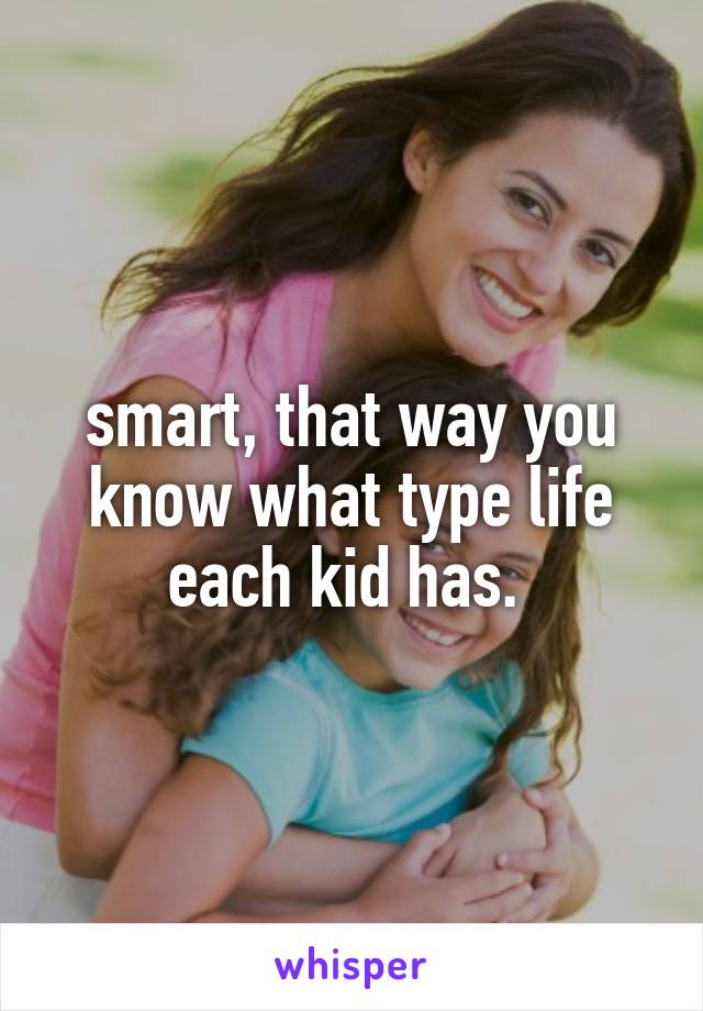smart, that way you know what type life each kid has. 