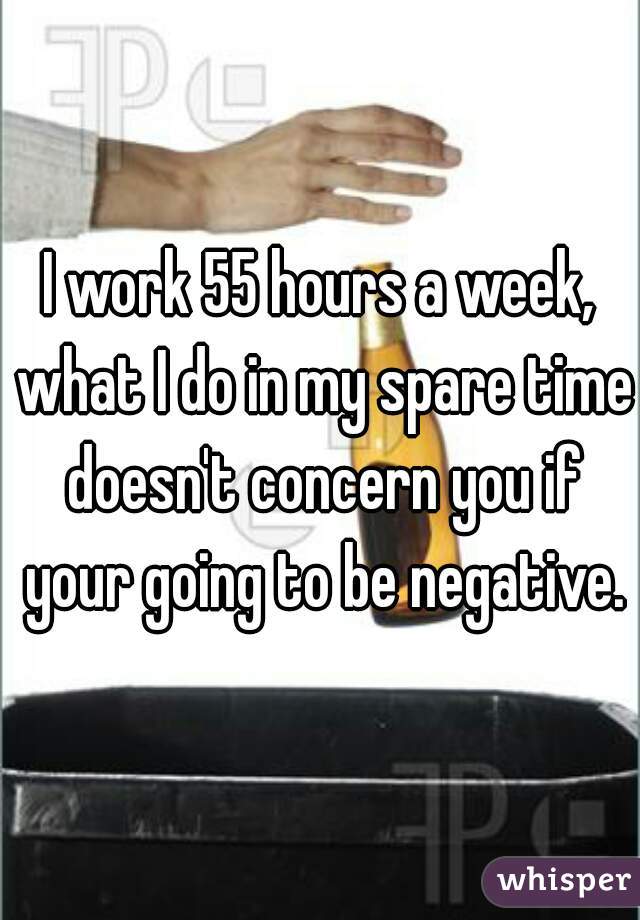 I work 55 hours a week, what I do in my spare time doesn't concern you if your going to be negative.