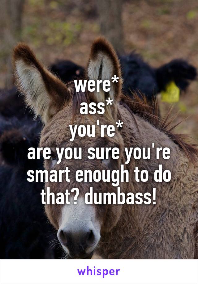 were* 
ass* 
you're* 
are you sure you're smart enough to do that? dumbass!