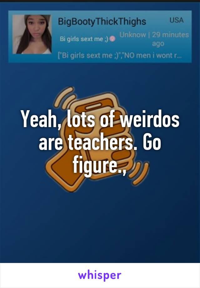 Yeah, lots of weirdos are teachers. Go figure.,
