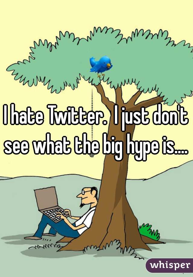 I hate Twitter.  I just don't see what the big hype is.... 