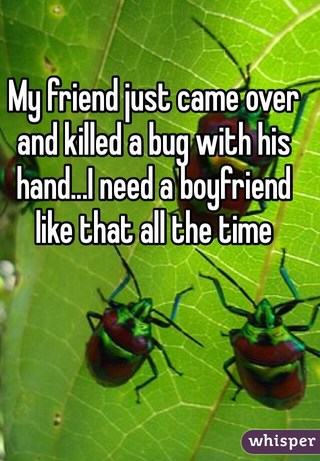 My friend just came over and killed a bug with his hand...I need a boyfriend like that all the time