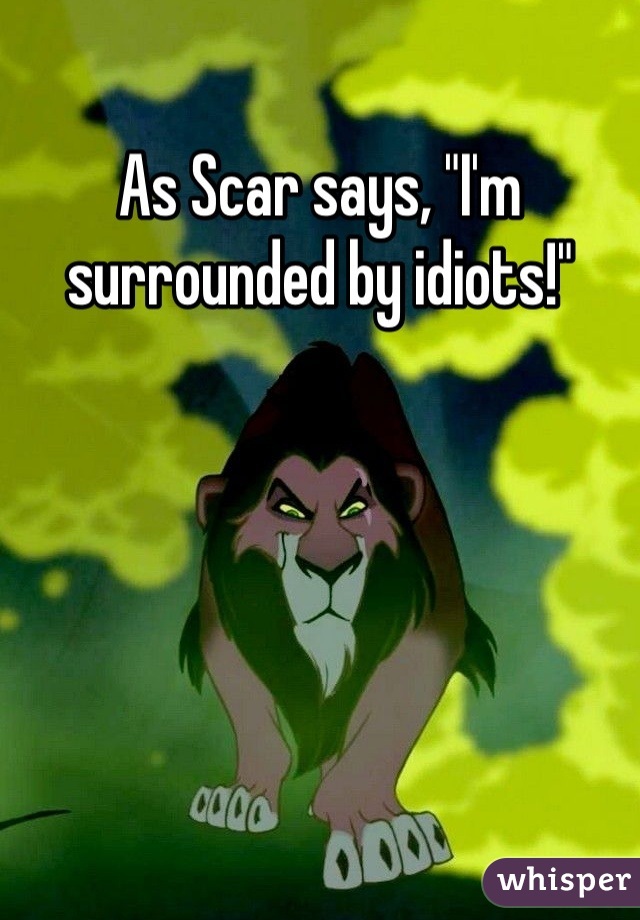 As Scar says, "I'm surrounded by idiots!"