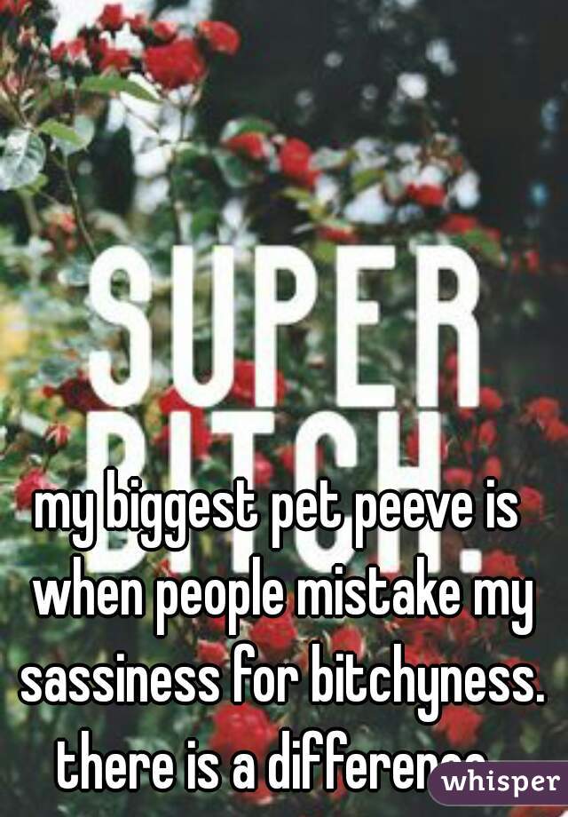 my biggest pet peeve is when people mistake my sassiness for bitchyness. there is a difference. 