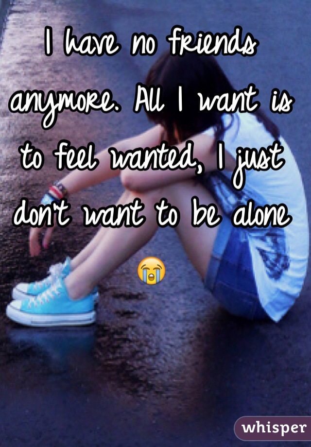I have no friends anymore. All I want is to feel wanted, I just don't want to be alone😭