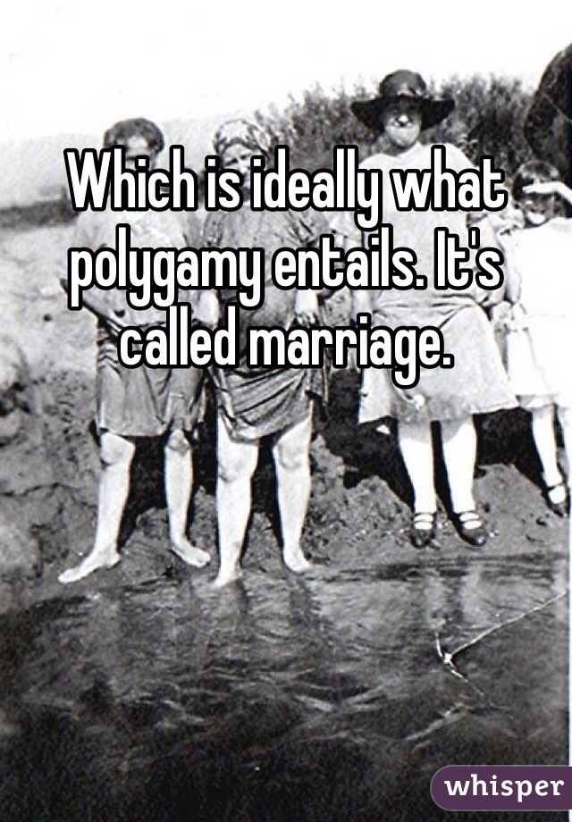 Which is ideally what polygamy entails. It's called marriage. 