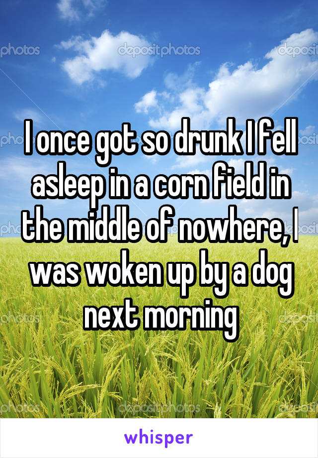 I once got so drunk I fell asleep in a corn field in the middle of nowhere, I was woken up by a dog next morning