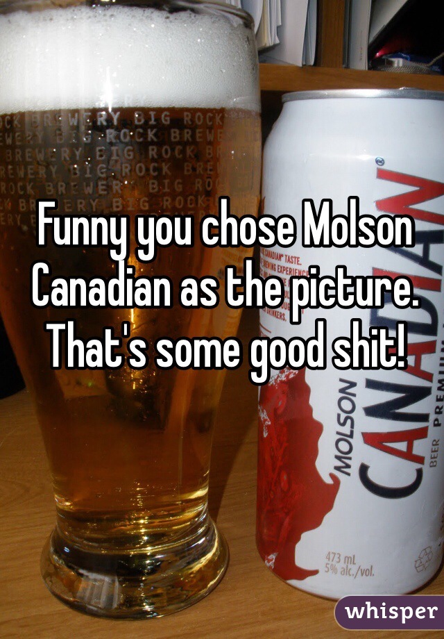 Funny you chose Molson Canadian as the picture. That's some good shit! 