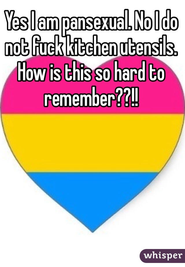 Yes I Am Pansexual No I Do Not Fuck Kitchen Utensils How Is This So