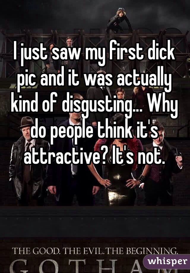 I just saw my first dick pic and it was actually kind of disgusting... Why do people think it's attractive? It's not.