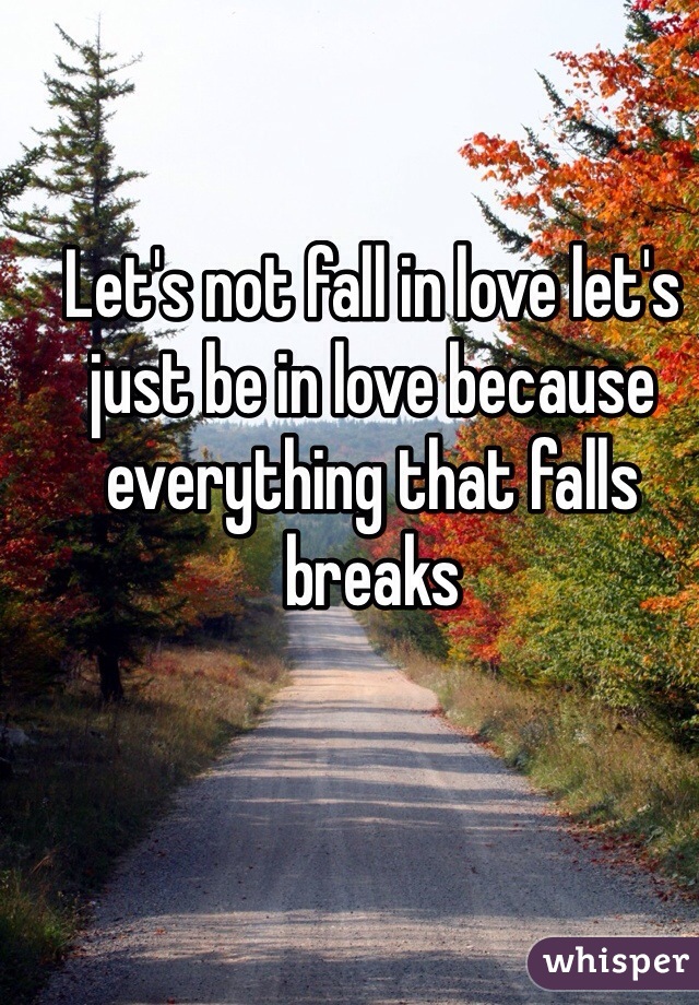 Let's not fall in love let's just be in love because everything that falls breaks 
