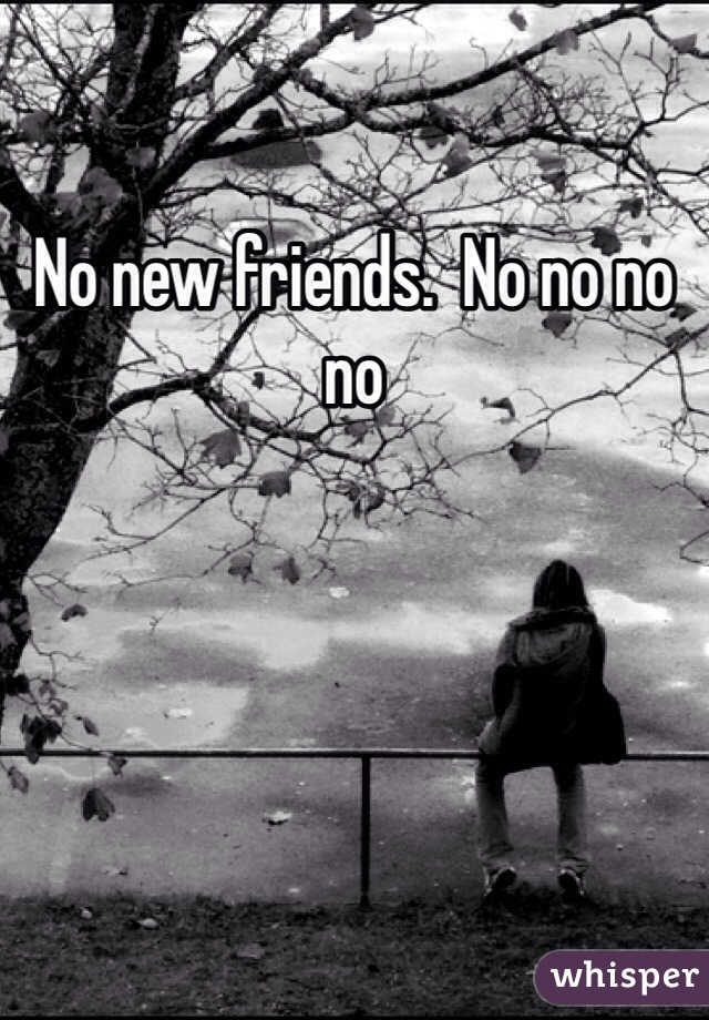 No new friends.  No no no no 