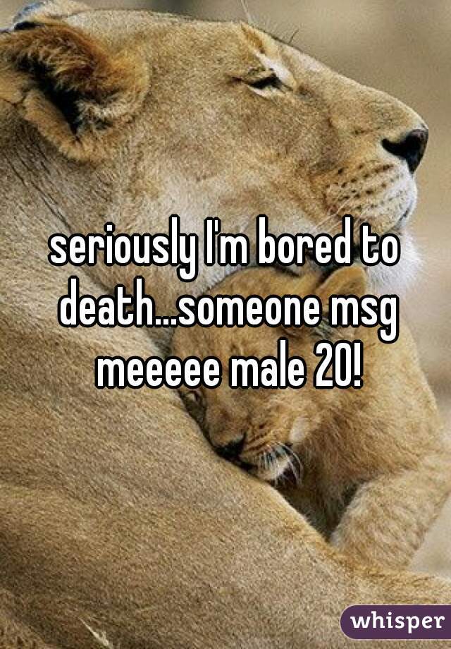 seriously I'm bored to death...someone msg meeeee male 20!