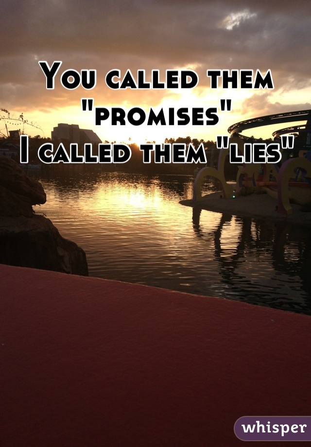 You called them "promises"
I called them "lies"