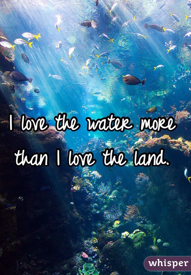 I love the water more than I love the land.
