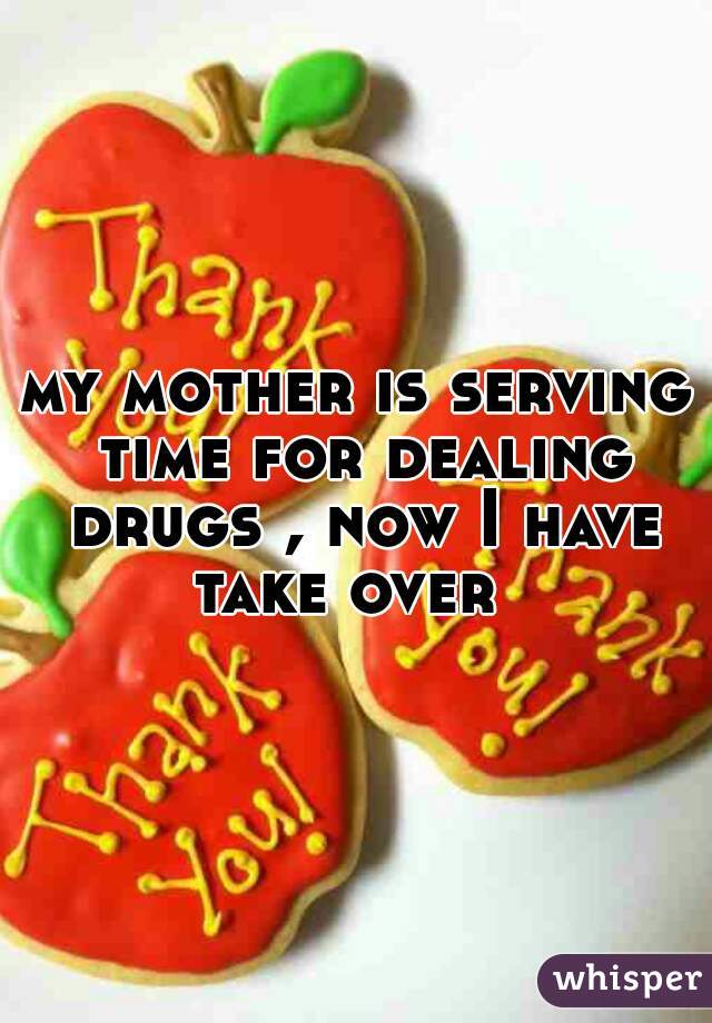 my mother is serving time for dealing drugs , now I have take over  