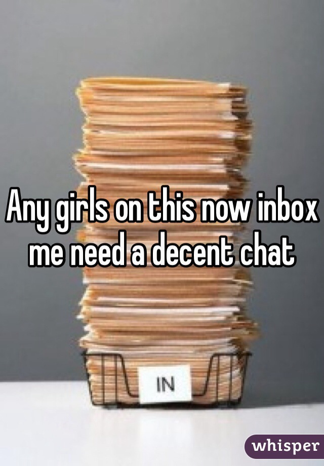 Any girls on this now inbox me need a decent chat 