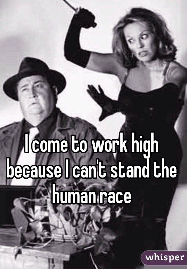 I come to work high because I can't stand the human race