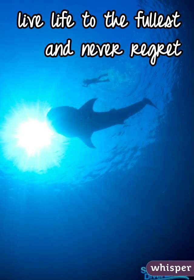 live life to the fullest
   and never regret
  