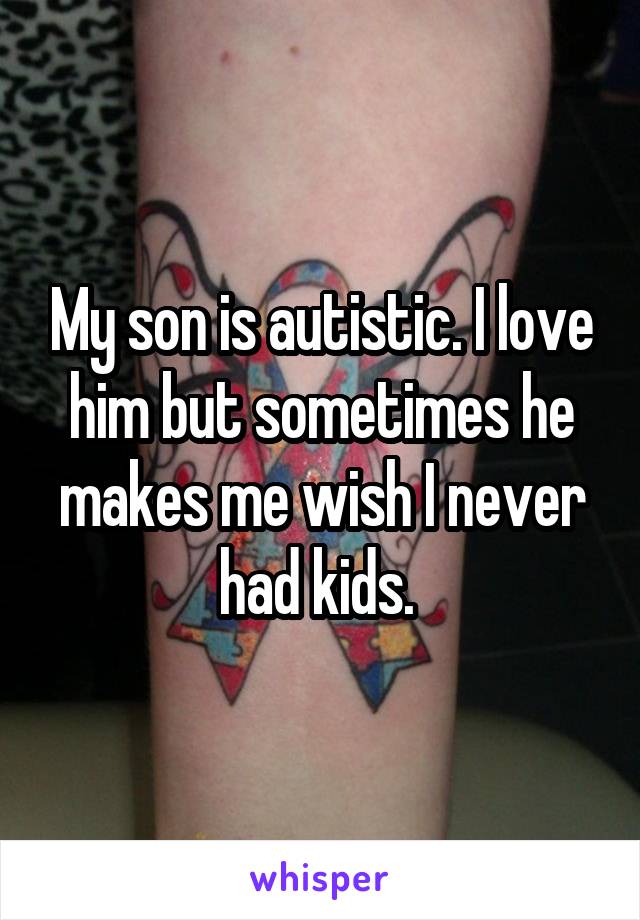 My son is autistic. I love him but sometimes he makes me wish I never had kids. 