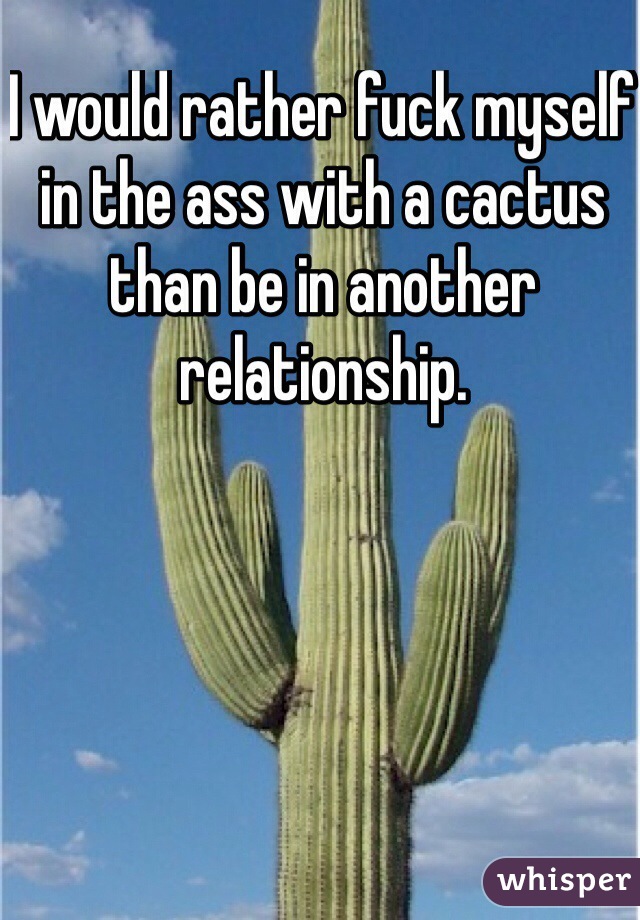 I would rather fuck myself in the ass with a cactus than be in another relationship. 