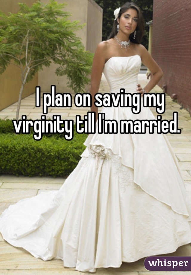  I plan on saving my virginity till I'm married. 