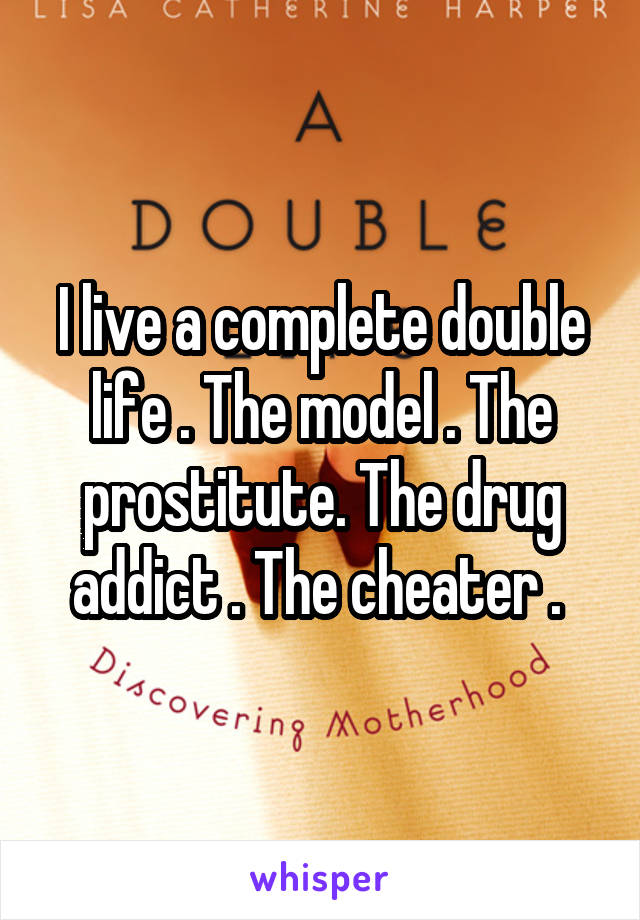 I live a complete double life . The model . The prostitute. The drug addict . The cheater . 