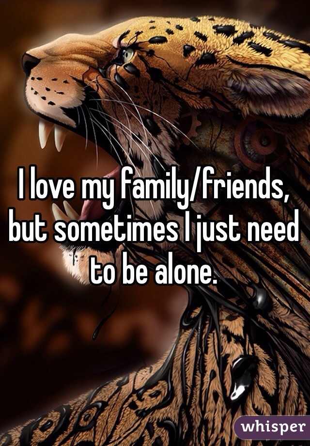 I love my family/friends, but sometimes I just need to be alone.