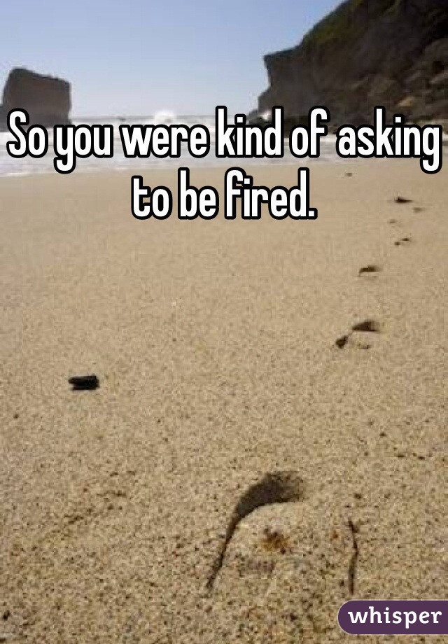 So you were kind of asking to be fired.